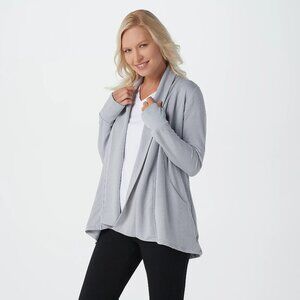 Cuddl Duds Comfortwear Gray Neutral Shawl Collar Cardigan